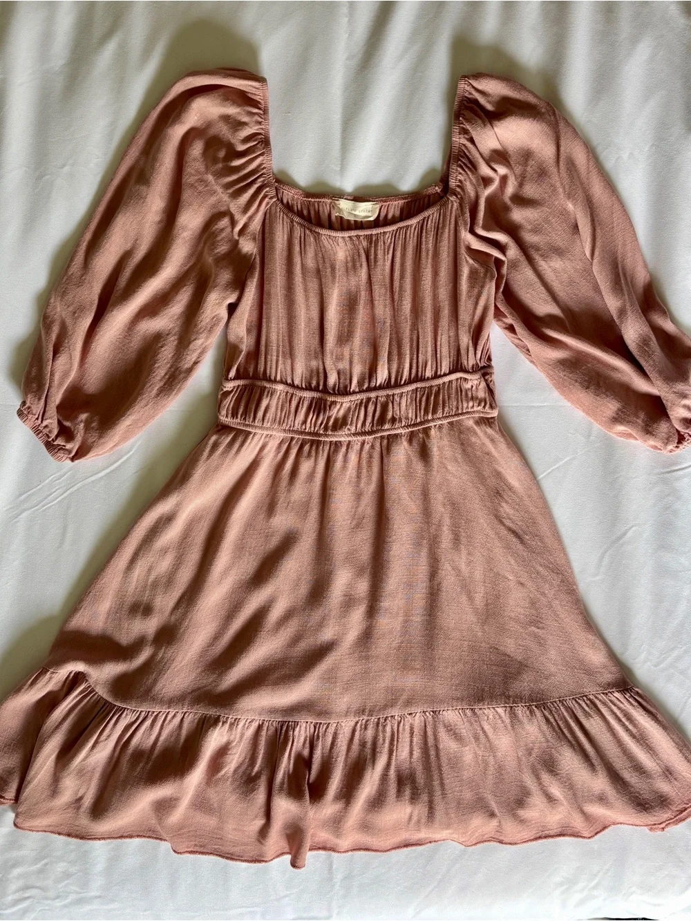 Altar'd State Dusty Rose Puff-Sleeve Mini Dress